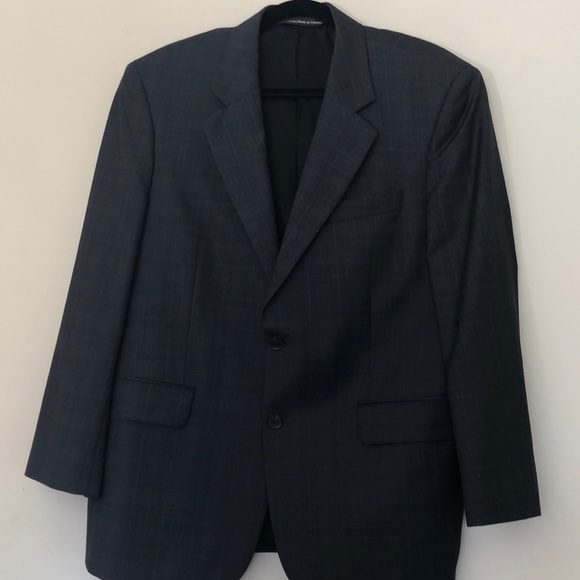 Paul Dione Gray & Blue Plaid 2-Button Blazer 42S - Picture 2 of 8